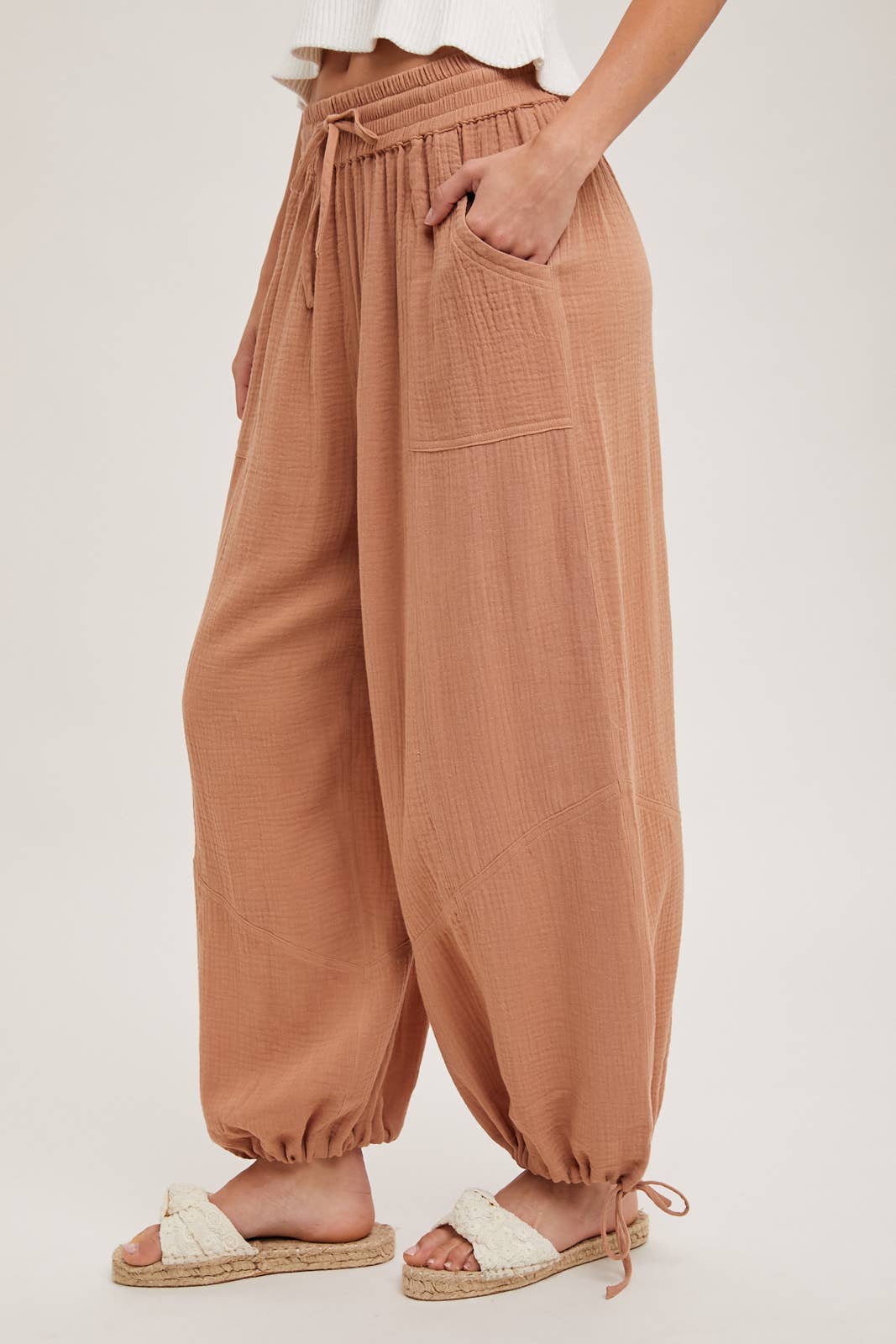 JOGGER HAREM DRAWSTRING PANTS: Black / B02090