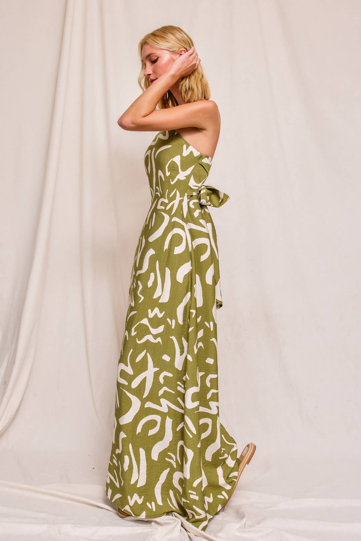 Modern Possibilities Strapless Drape Back Maxi Dress: BLACK NATURAL / S-M-L(2-2-2)