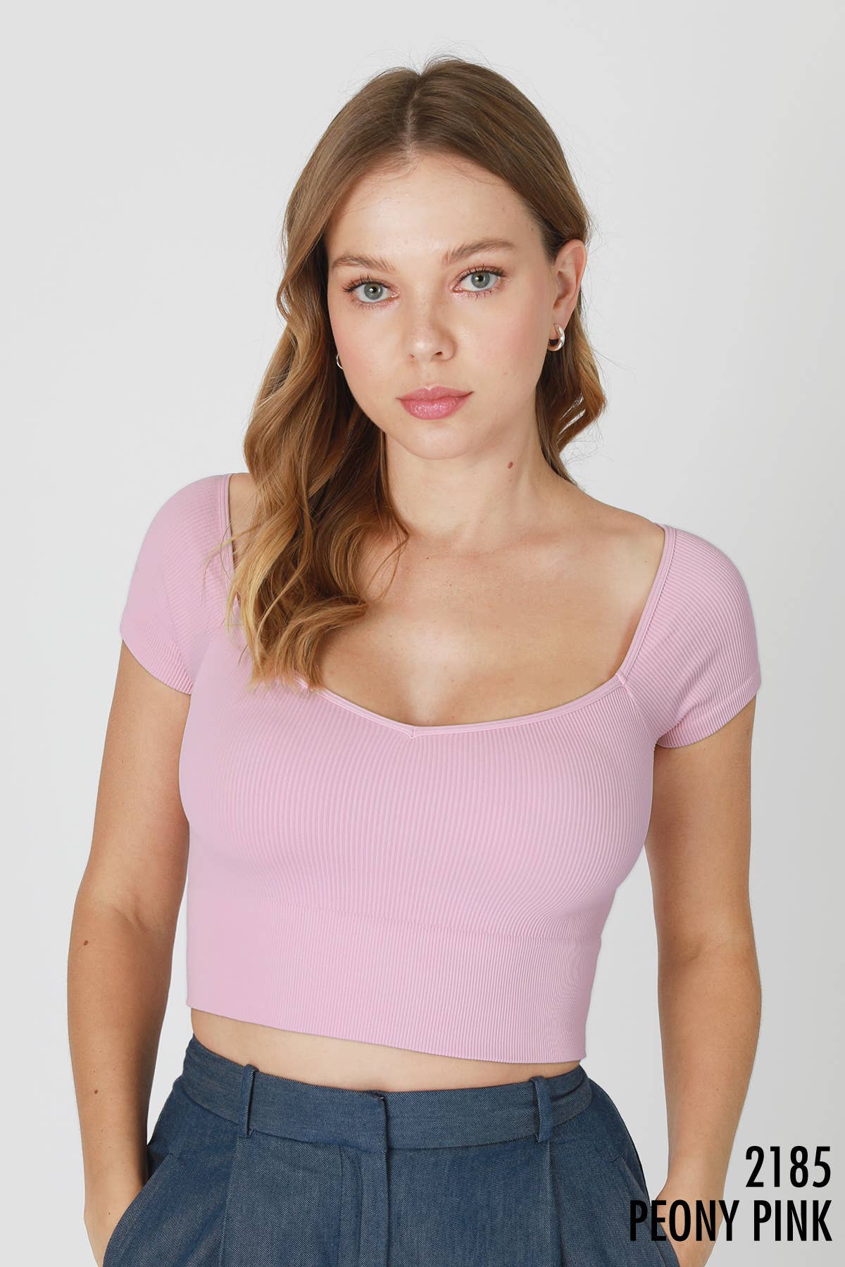 NS8207 - Cap Sleeve Ribbed Crop Top: 2160 Oak Moss