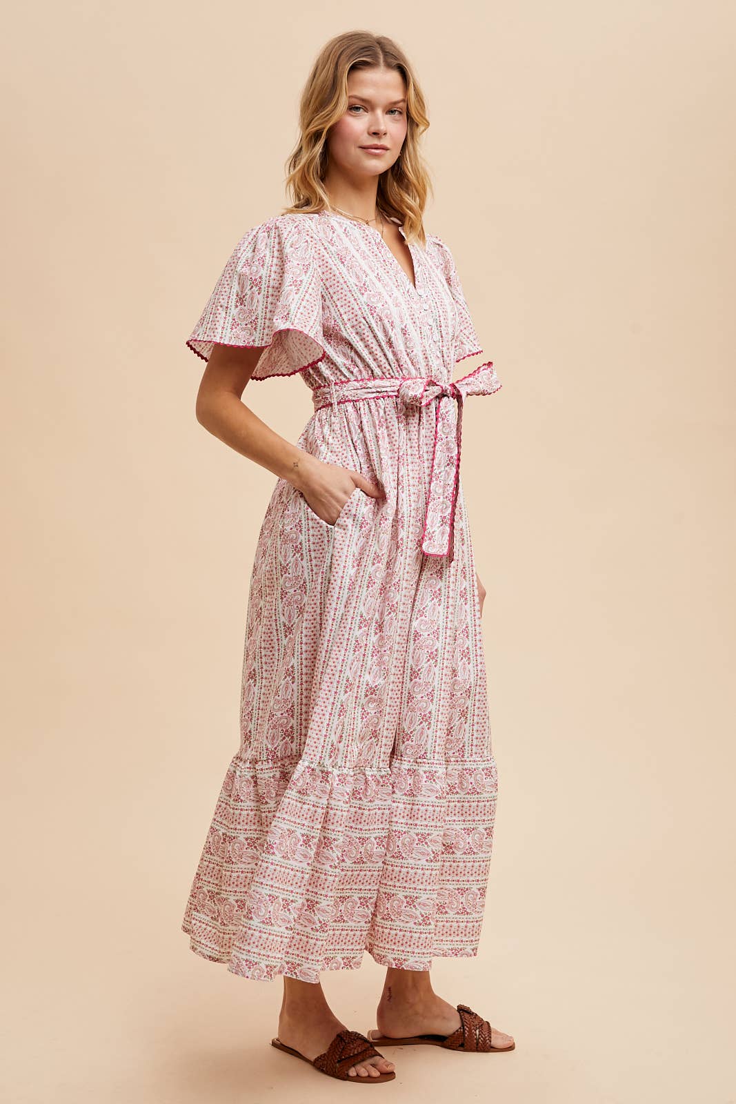 FLORAL FLUTTER SLEEVE MAXI: LEMONGRASS / ILD6141