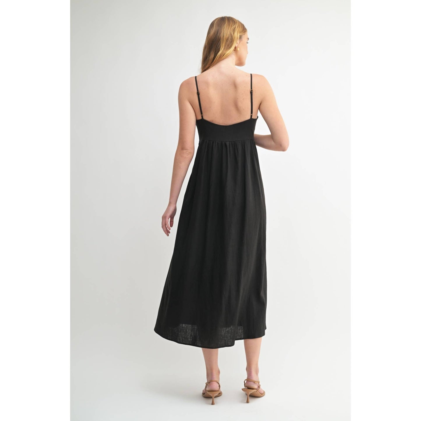 LINEN BLEND PINTUCK DRESS: Natural / FD68516_3