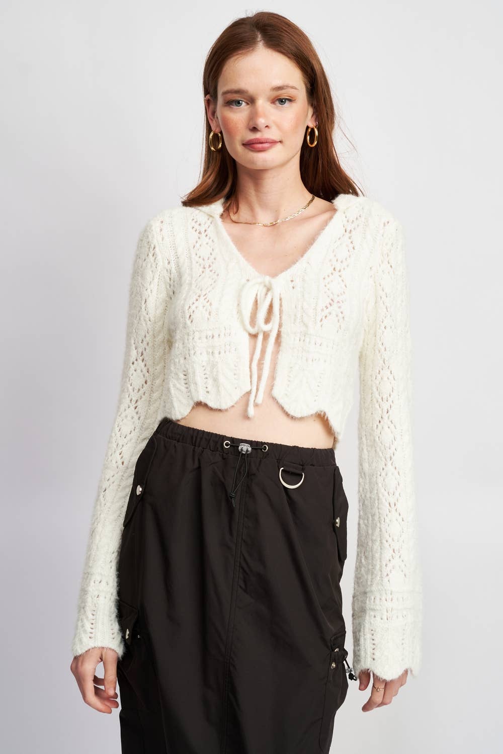 LONG SLEEVE FRONT TIE CARDIGAN