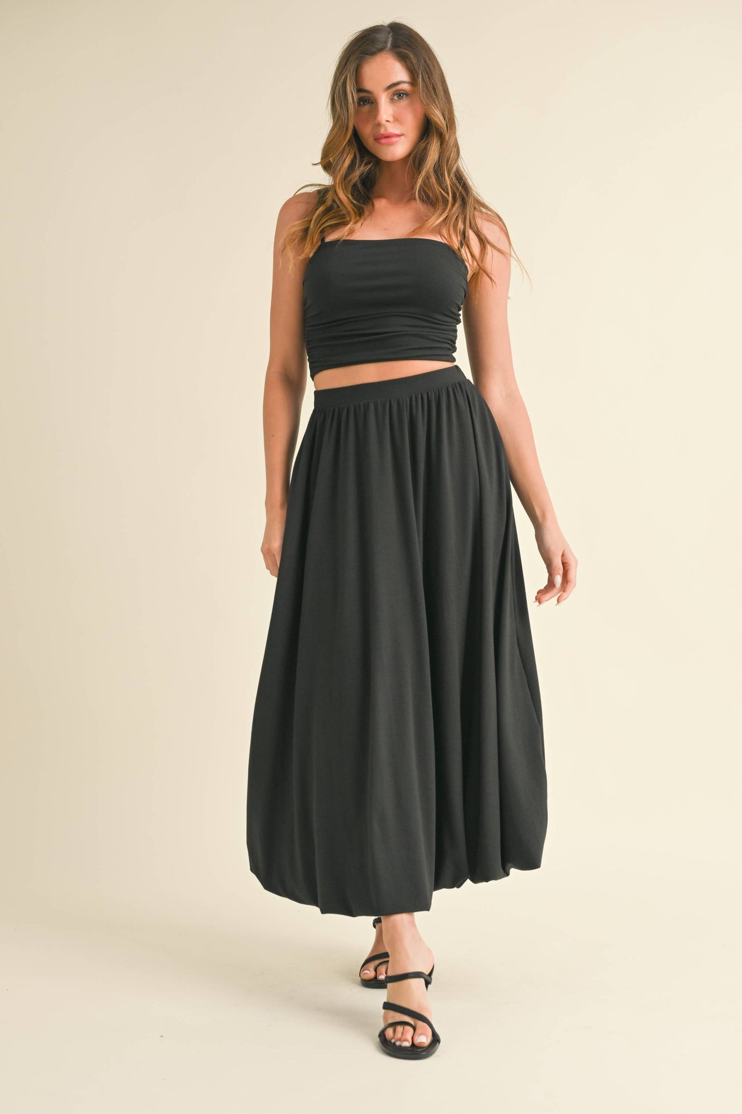 💖Only Skirt 💖ST5710 SLEEVELESS CROP TOP WITH BALLOON MAXI SKIRT