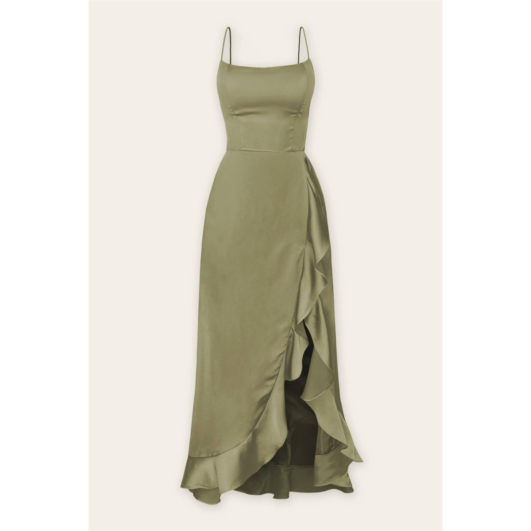 Going Out Open Back Ruffled Maxi Dress: SAGE / FD9733-CP112 – Sugar Sugar Hawaii