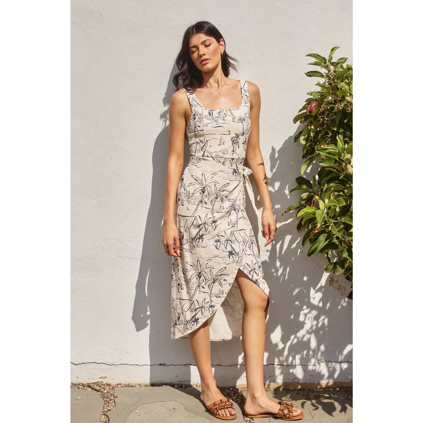 Sail Away With Me Tulip Hem Midi Wrap Dress: OCEANSIDE / FD11527-P1869
