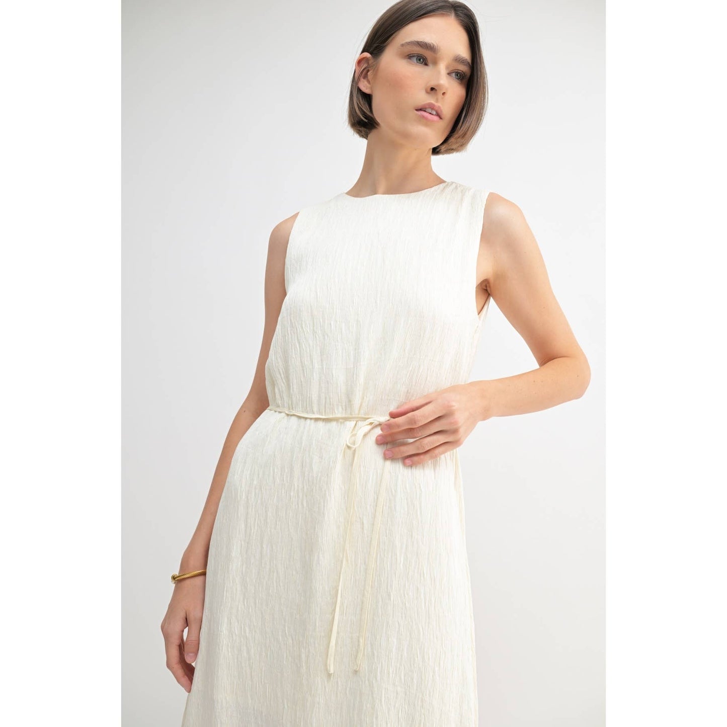 TEXTURE SLEEVELESS MIDI DRESS: Blue / FD67968_1