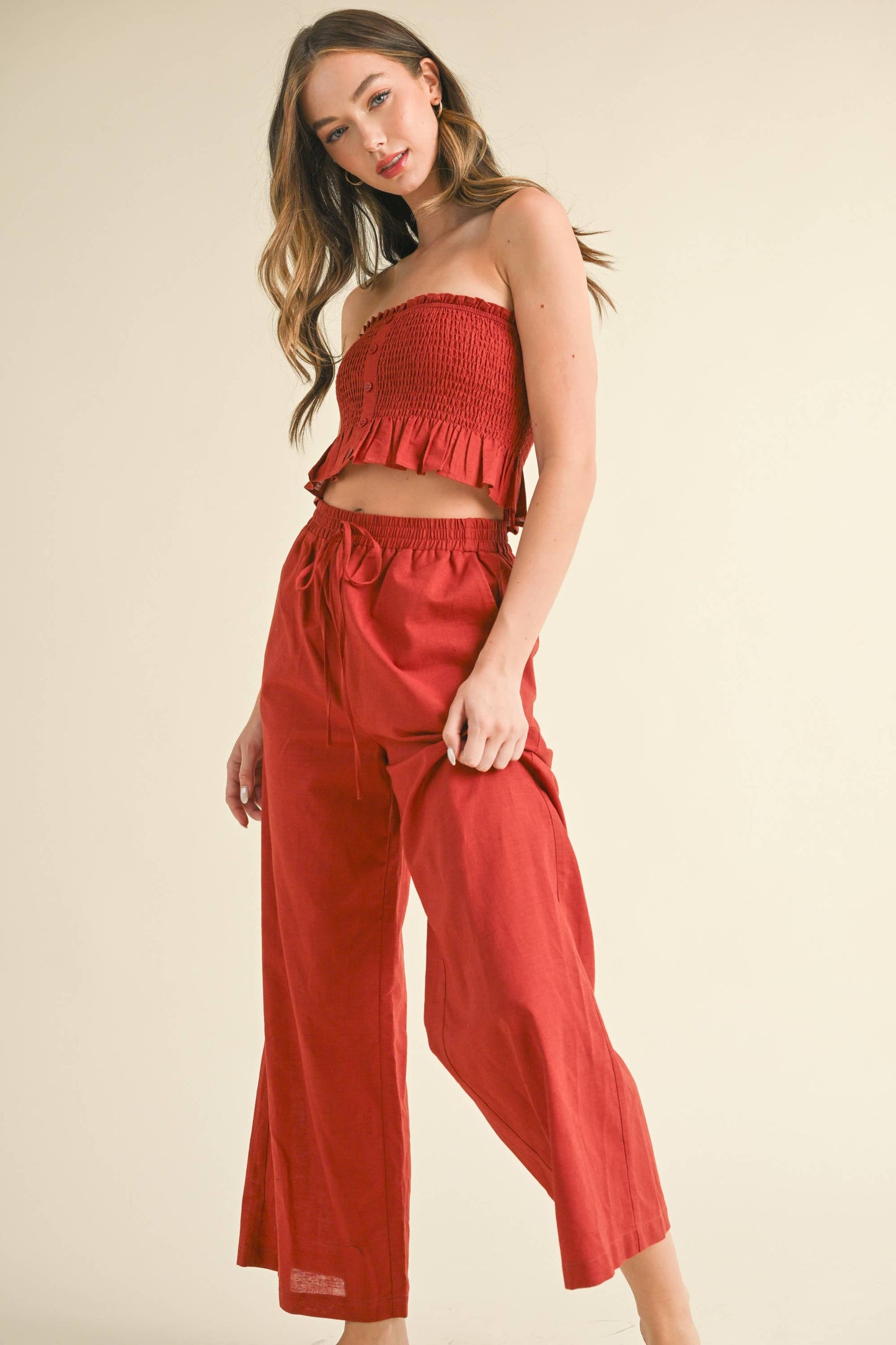 💖Pants Only💖IST5605 LINEN ANKLE PANTS: DARK DENIM