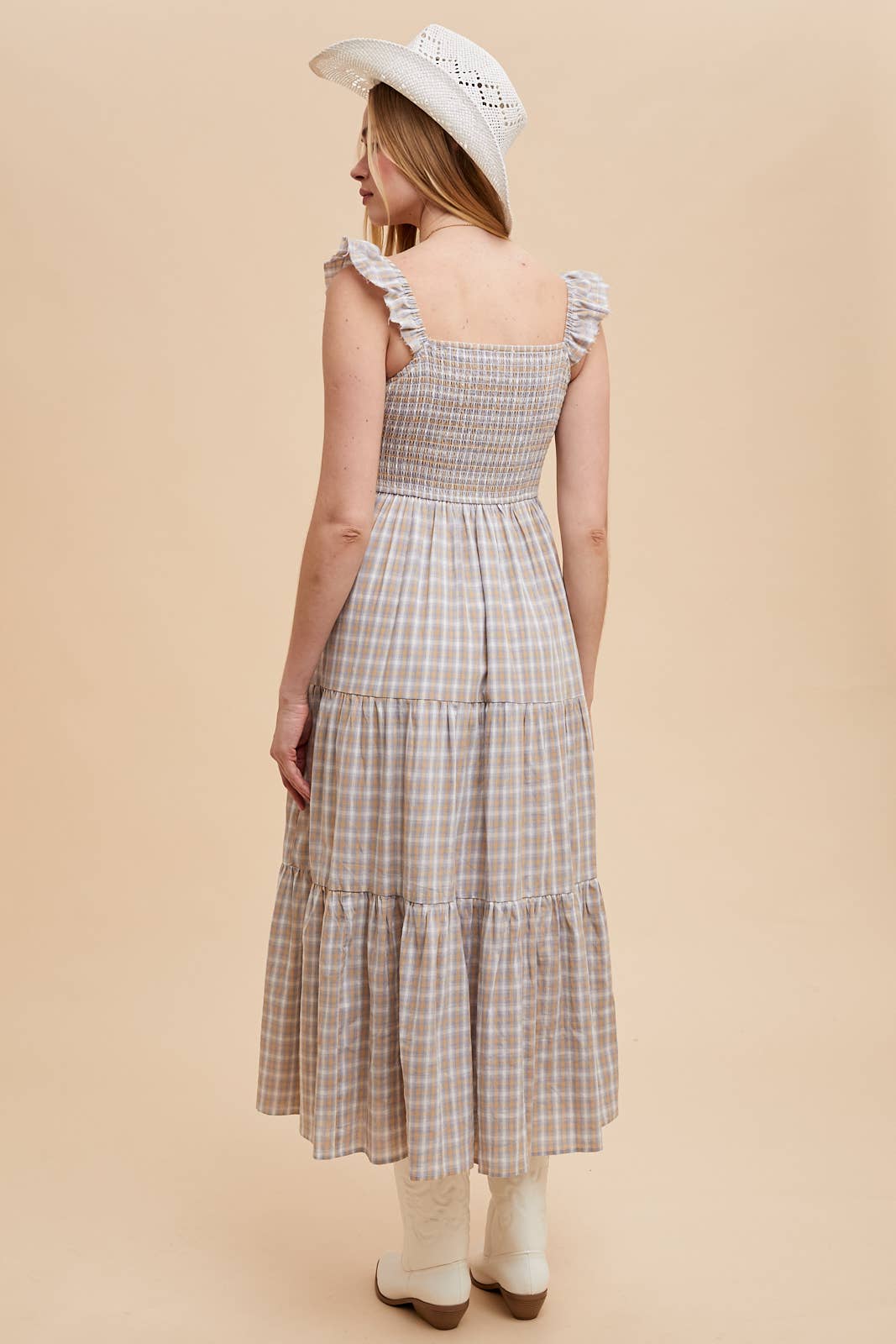 COTTON PLAID SUMMER DRESS: DUSTED MEADOW / ILD6256