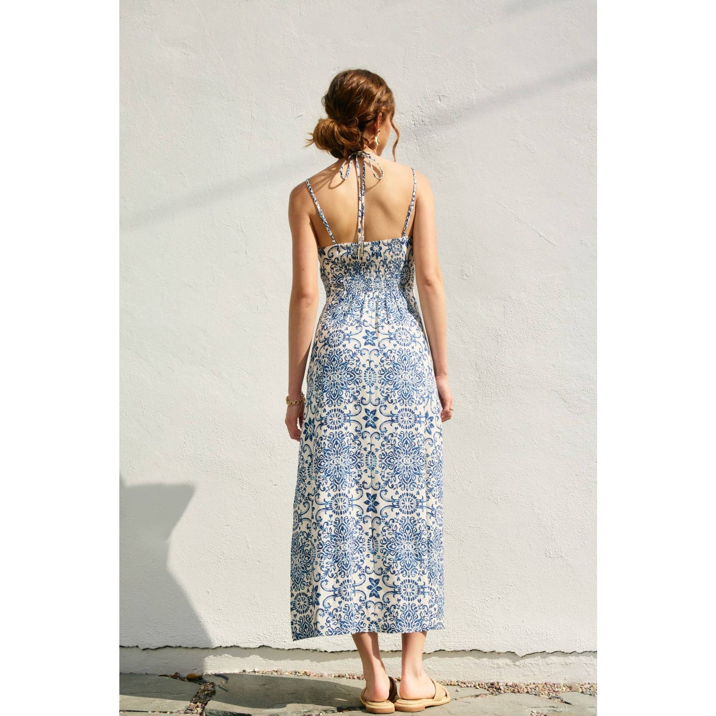 Summer In Capri V Cut Sleeveless Maxi Dress: AZALEA MOSAIC / FD13039-P1828