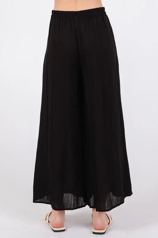 Woven Wide Leg Pull on Pants - NP16207E10: Sage Green