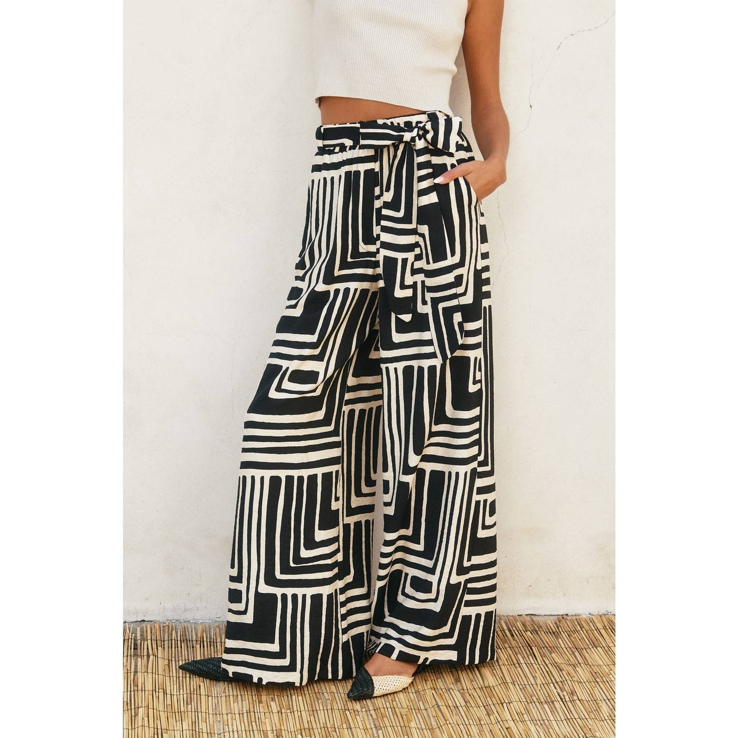 Runaway Looped Belt Pants: SAGE/CREAM / FP12080-CP440_5
