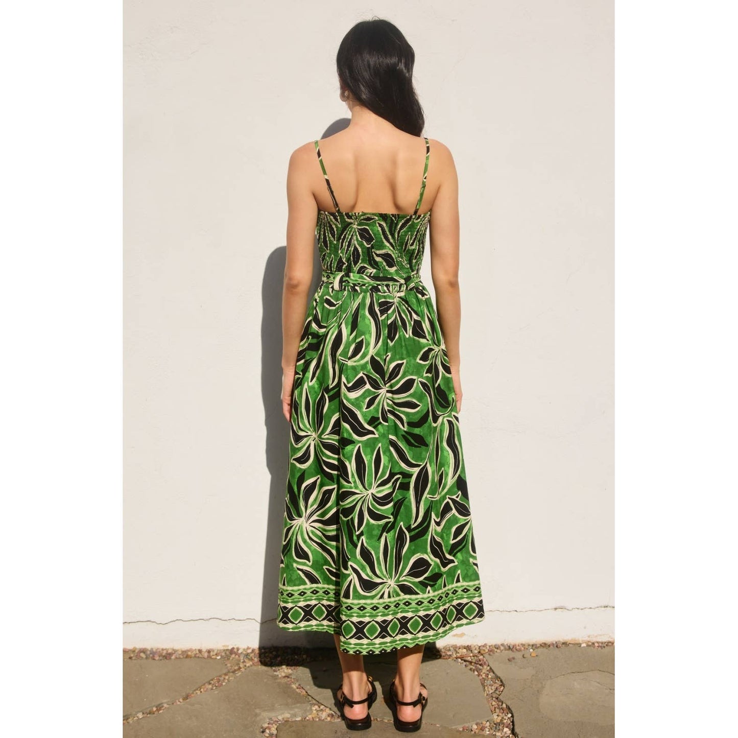 Elegant Perception Buckled Belt Button Down Skirt: BANANA PALM / FS12751-P1875