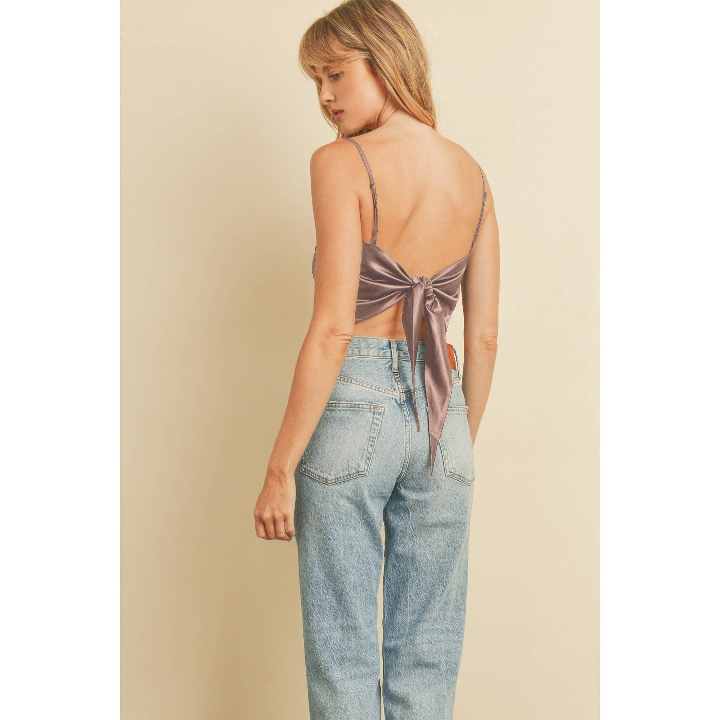 Ft9840 Satin Tie Back Cami Top: DRIED MAUVE
