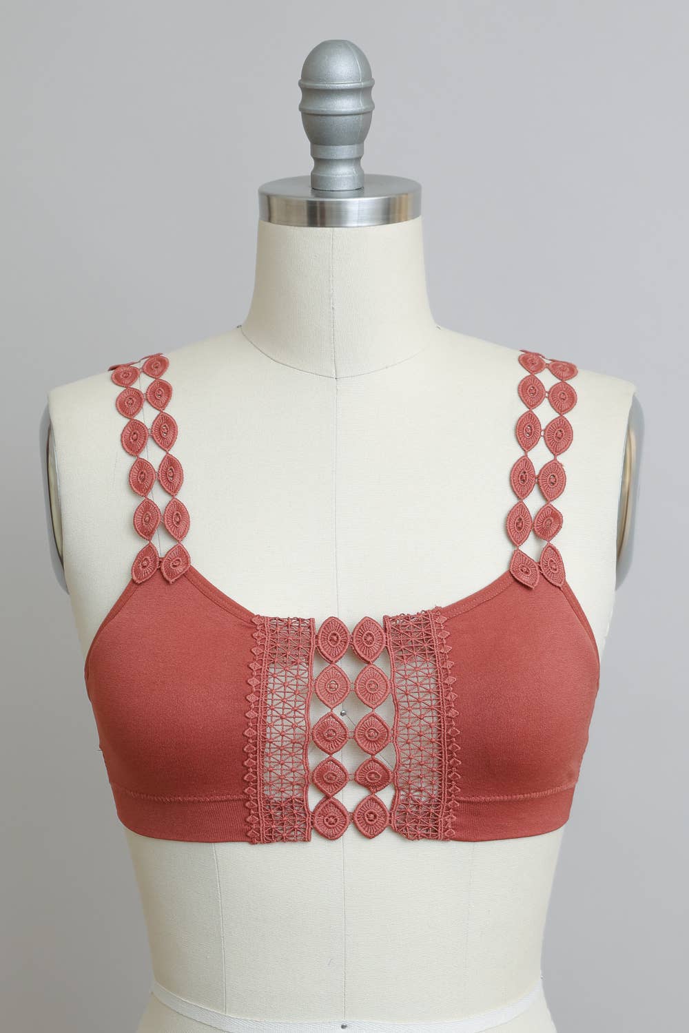 Soft Bohemian Lace Bralette with Applique Detail π: Blue Prepack