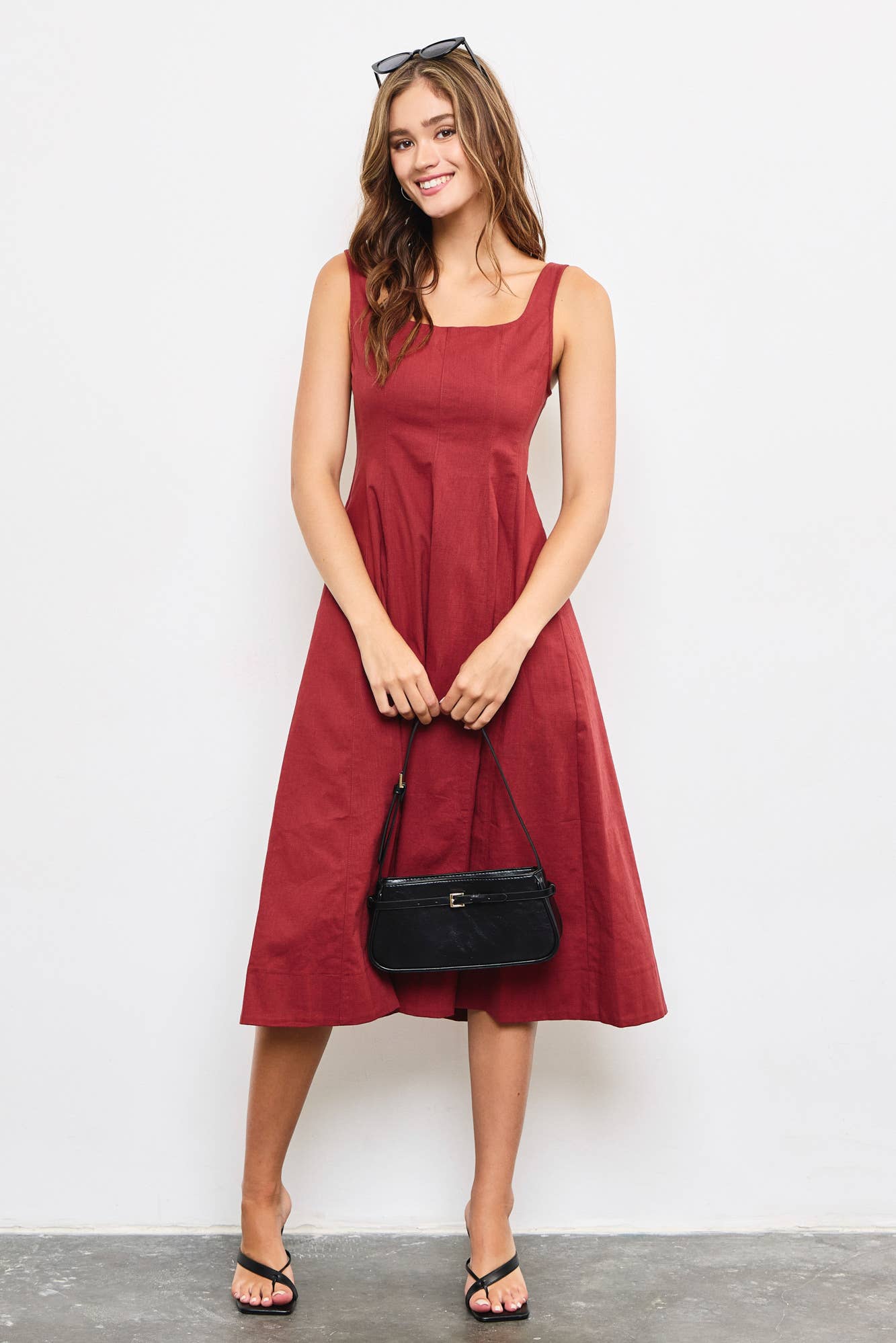 MAXI A-LINE DRESS: Black / S23952
