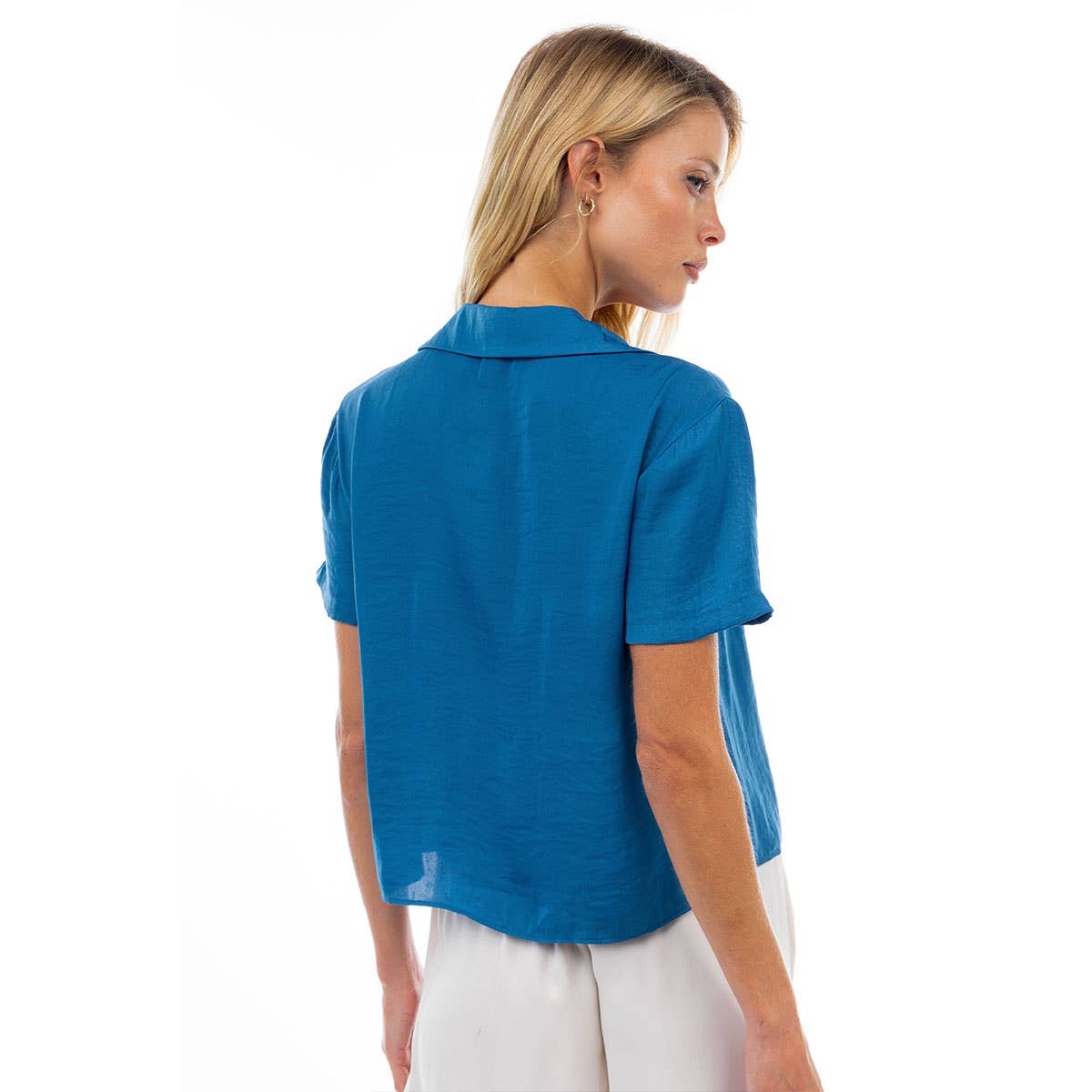 Notched Collar Crop Blouse: YALE / SB119449-B