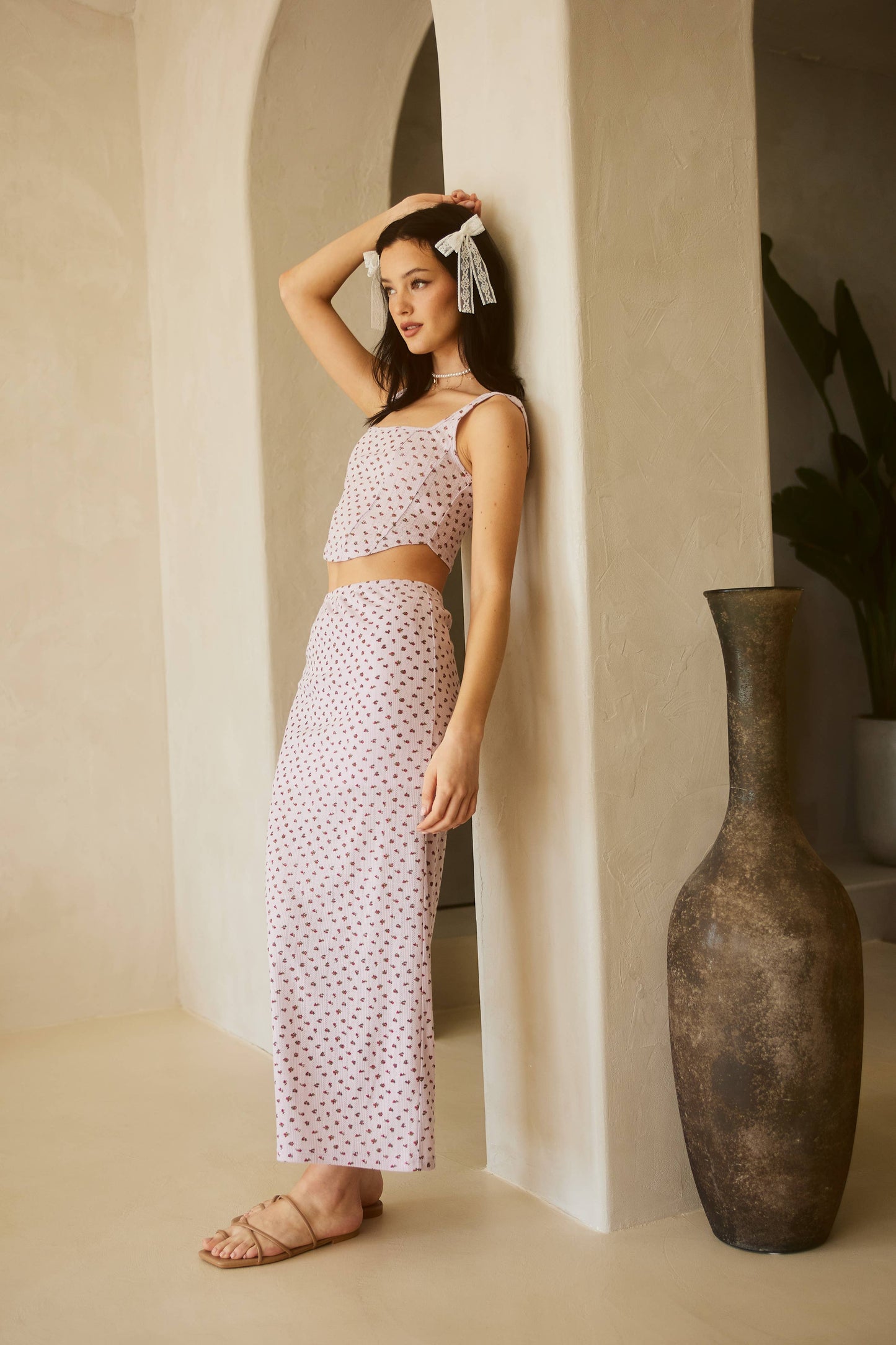 💖Only Skirt💖 MS8067 FLORAL PRINT Ivory