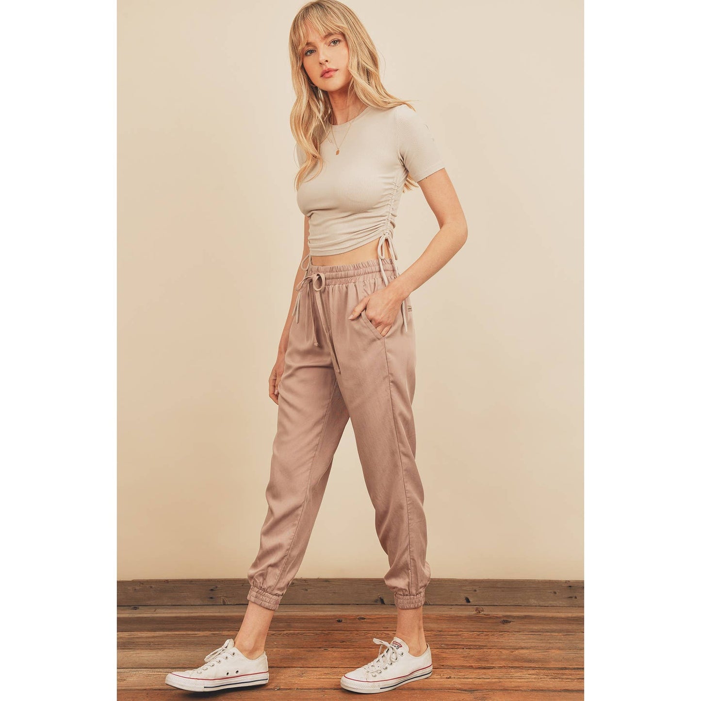 Easy Drawstring Joggers: WASHED GREY / FP5513