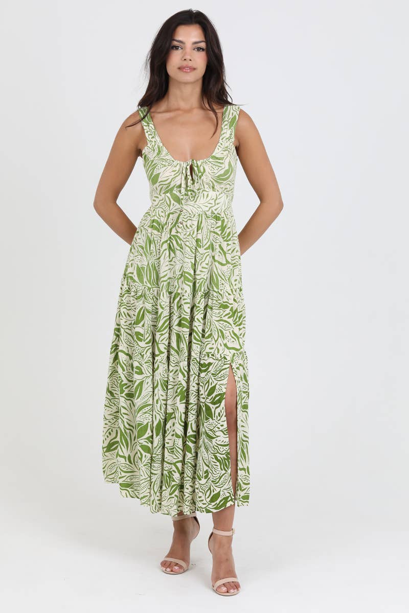 C4C13-FQ81 MAXI TANK DRESS WITH TIE BACK DETAIL AND SLIT