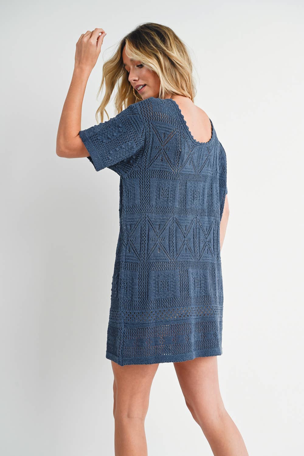 AZTEC KNIT SHIFT DRESS: NATURAL / D02051