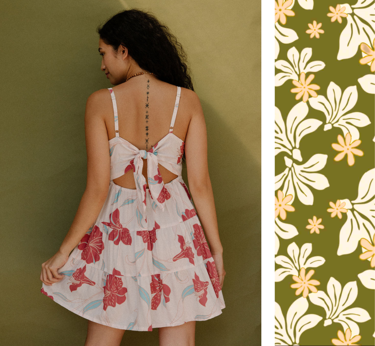 Coral Dress in Naupaka Blossom