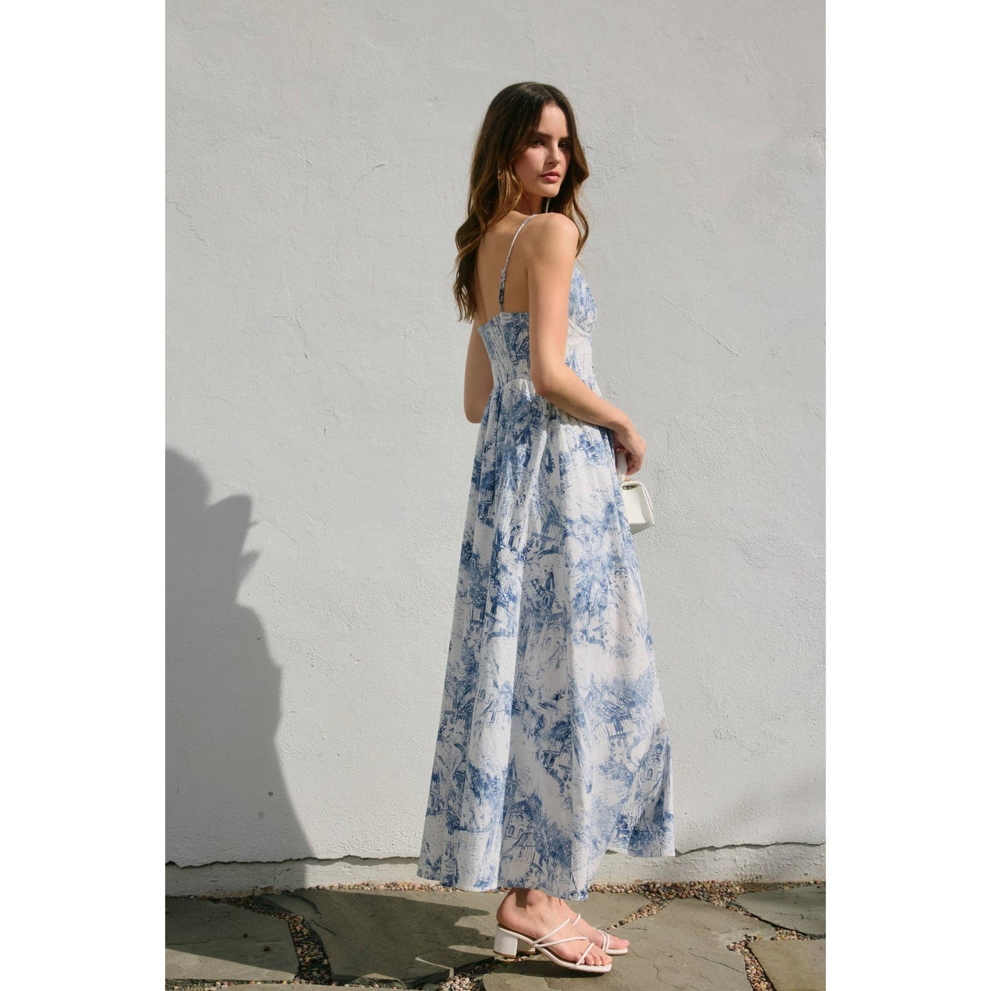 Coastline Horizontal Slit Maxi dress: PORCELAIN / FD12820-P1897