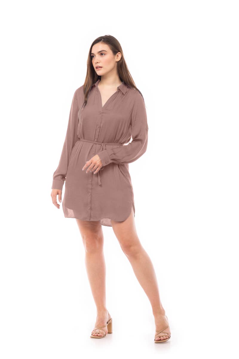 Long Sleeve Shirt Dress - RD117324: RAIN FOREST