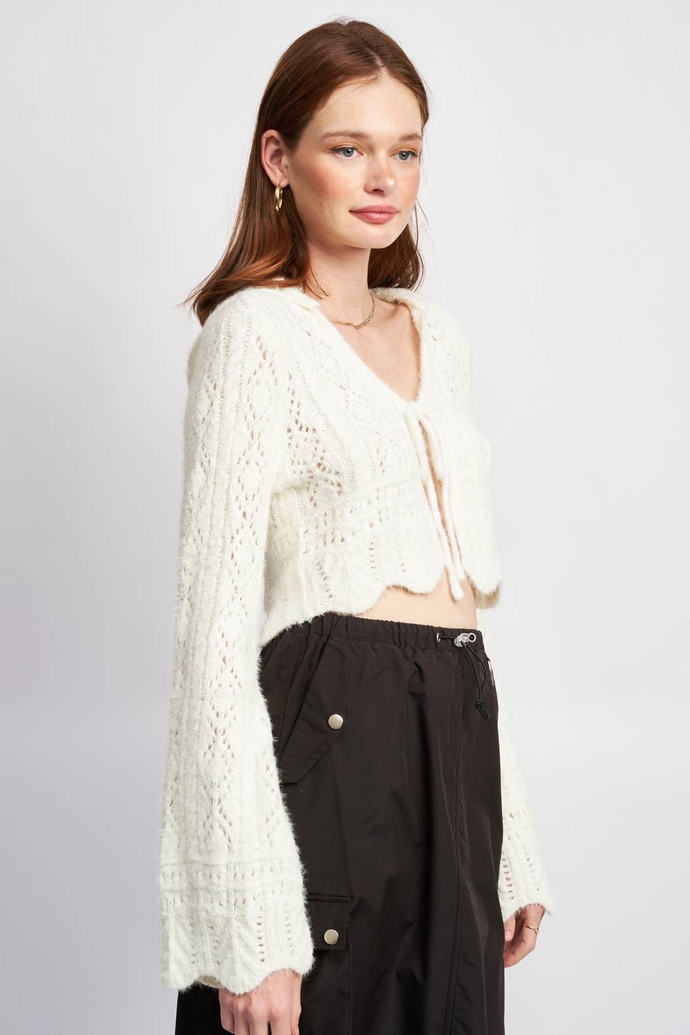 LONG SLEEVE FRONT TIE CARDIGAN