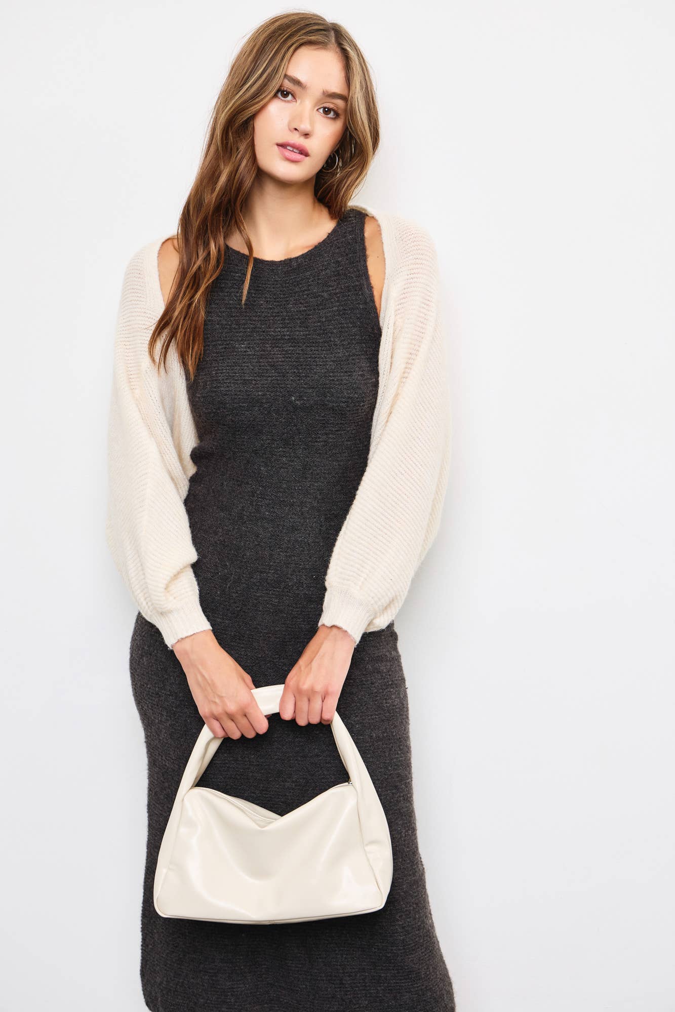 MAXI KNIT DRESS: CHARCOAL / S23526