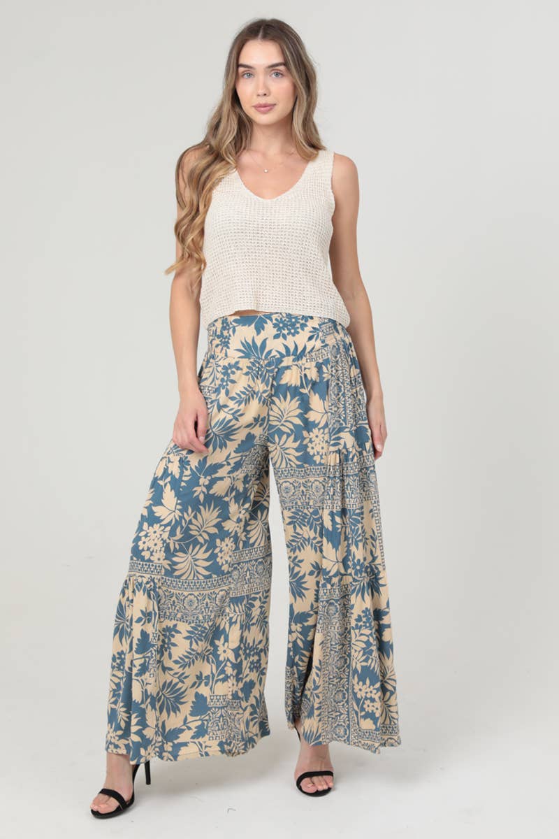B3690-A906 PRINTED WIDE LEG PANTS