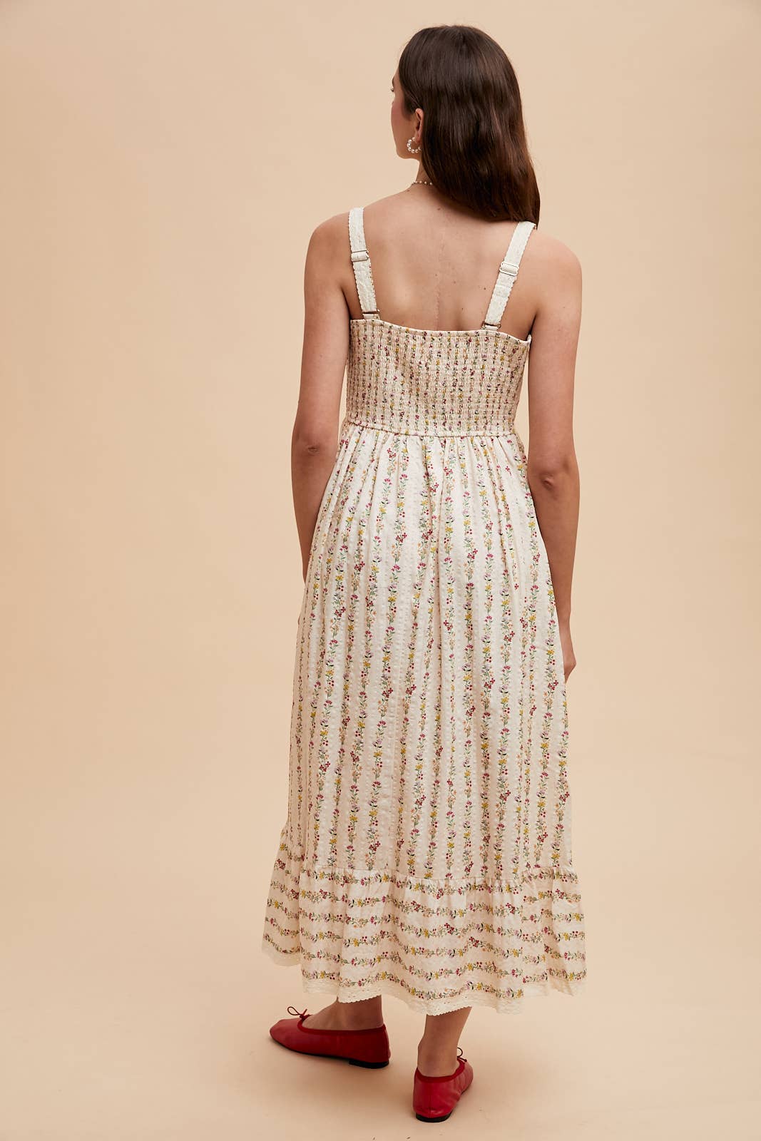 TEXTURED COTTON LACE TRIM MAXI: BUTTERCREAM ILD6328
