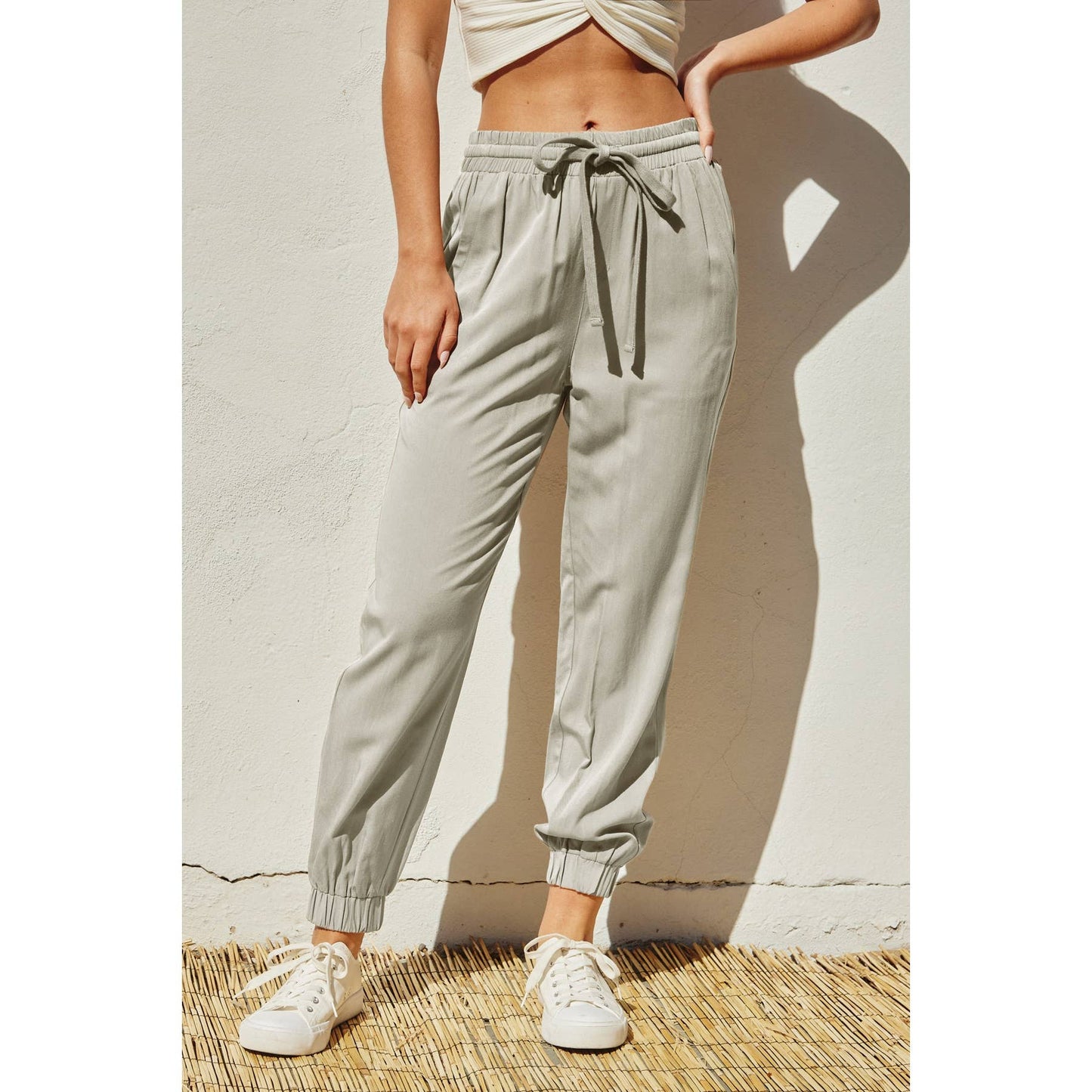 Easy Drawstring Joggers: WASHED GREY / FP5513