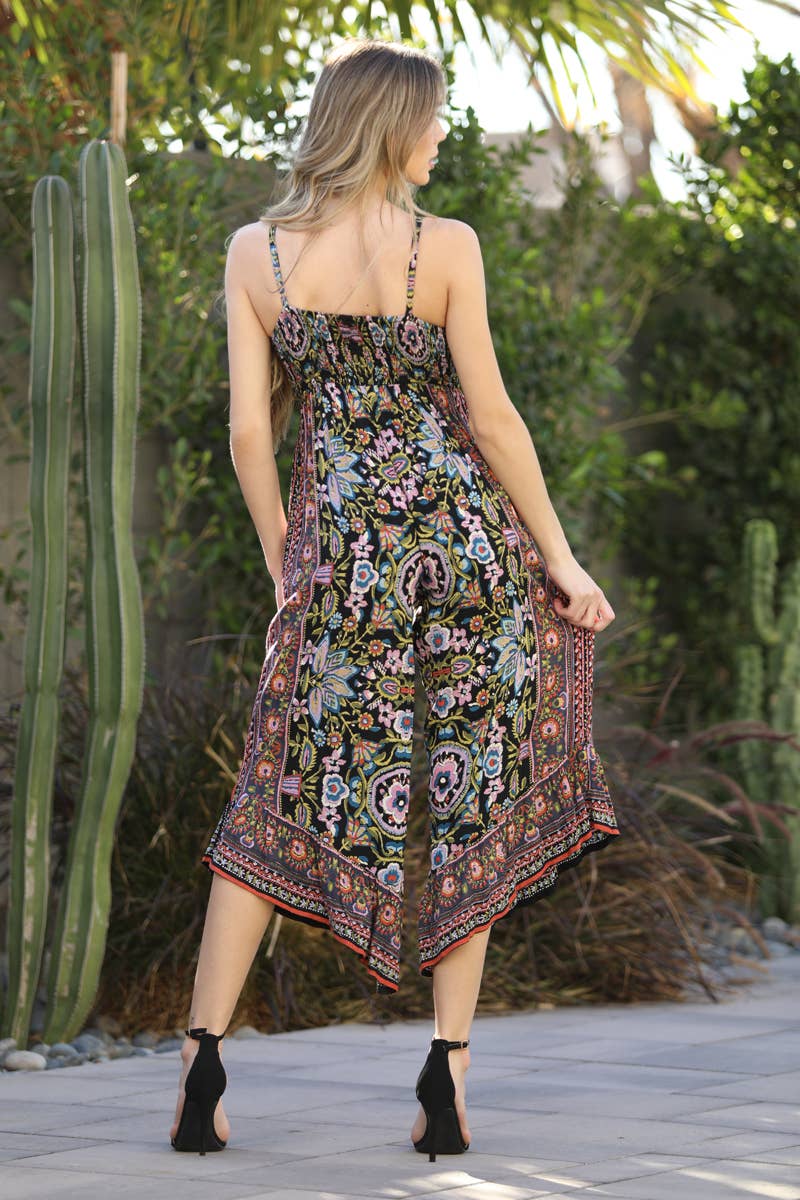 B5B63-A928 V NECK ANGLED HEM JUMPSUIT