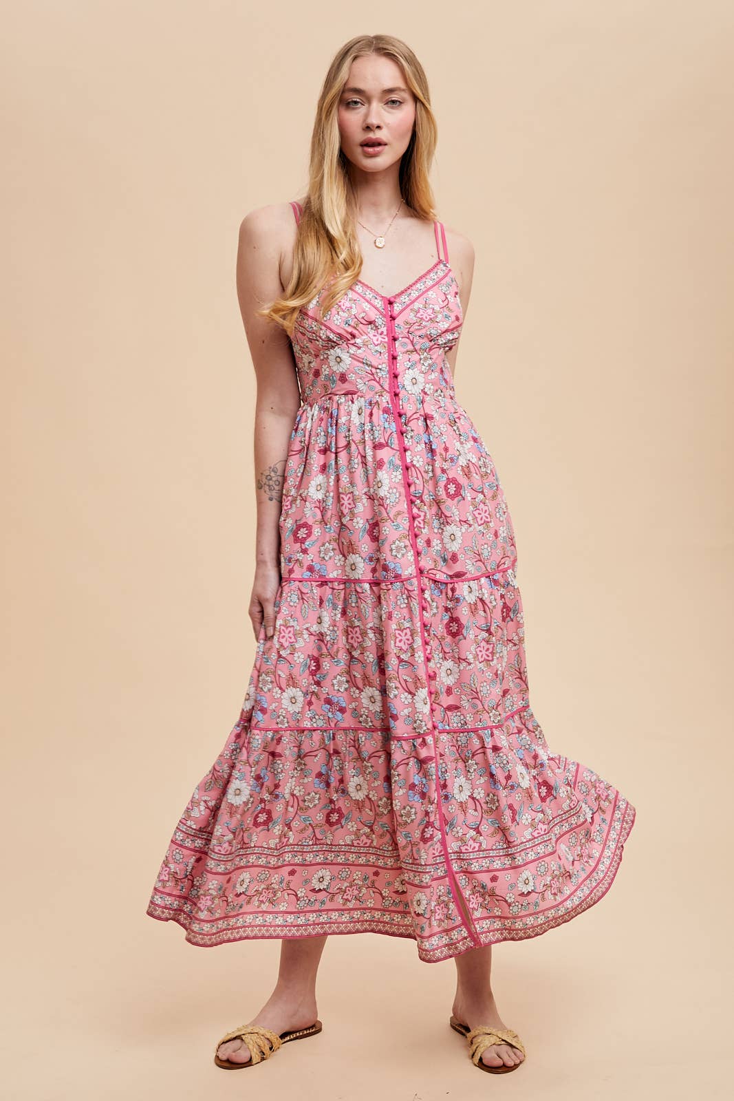 BORDER PRINT MAXI DRESS: BLUE IRIS / ILD6252