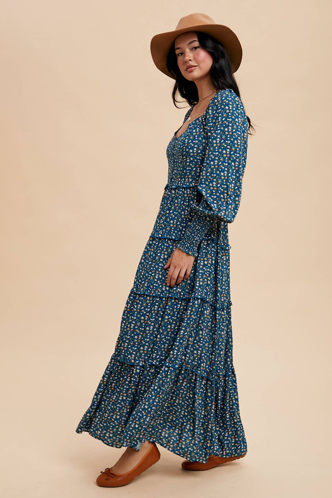 SWEETHEART FLORAL MAXI DRESS: SEPIA / ILD5932