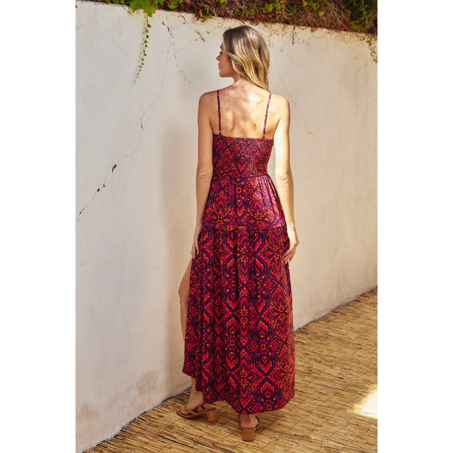 Hibiscus Haven Cutout Smocked Maxi Dress: WILD ASTER / FD11445-P1713_1