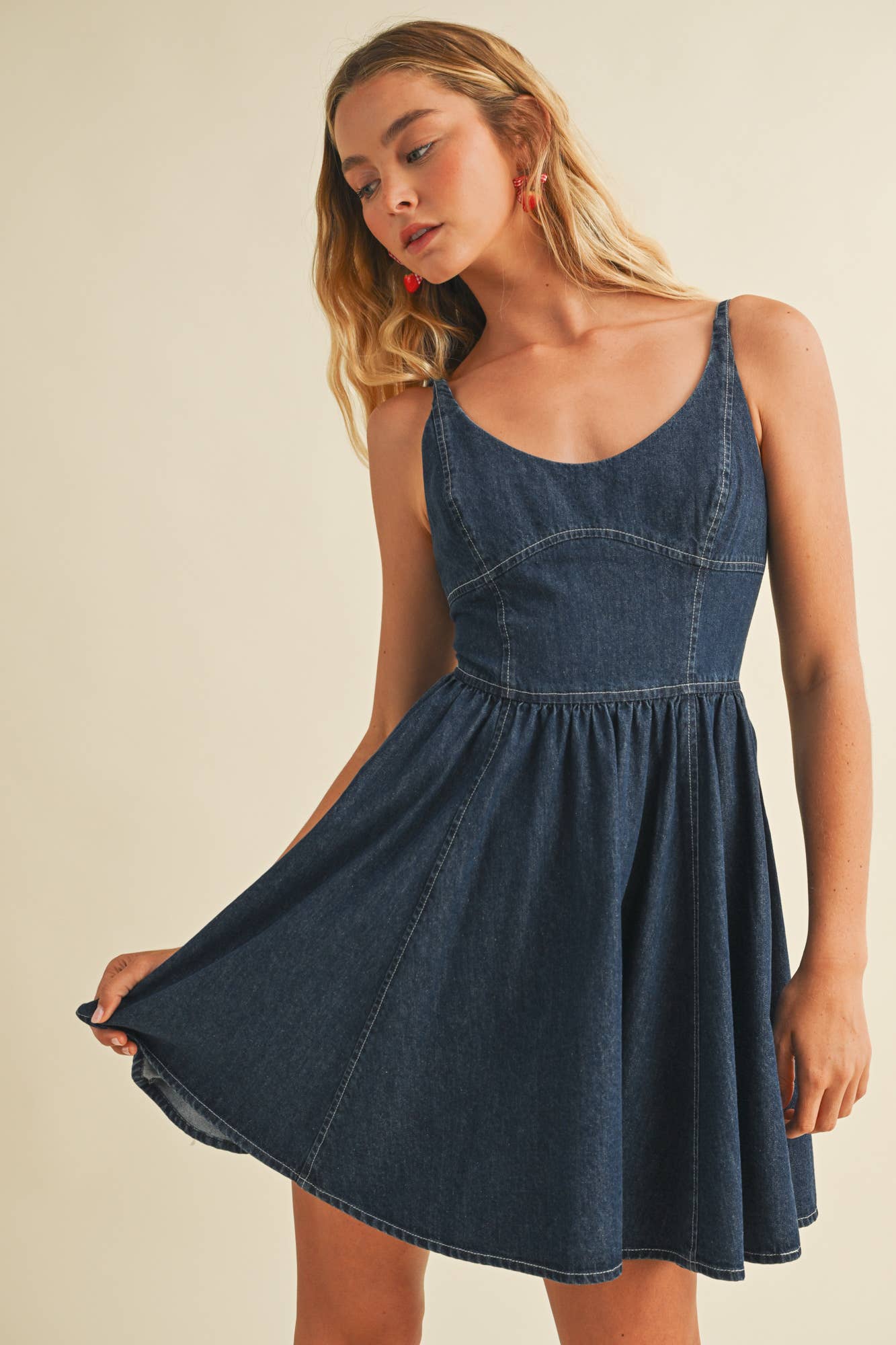 CAMI DENIM SWING DRESS: INDIGO DENIM / DS0903