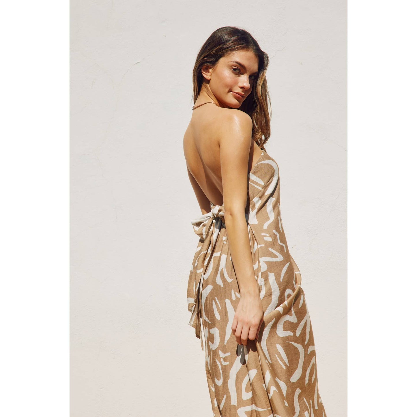 Modern Possibilities Strapless Drape Back Maxi Dress: BLACK NATURAL / S-M-L(2-2-2)