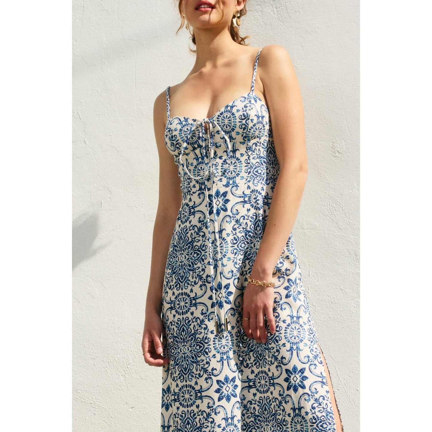 Summer In Capri V Cut Sleeveless Maxi Dress: AZALEA MOSAIC / FD13039-P1828