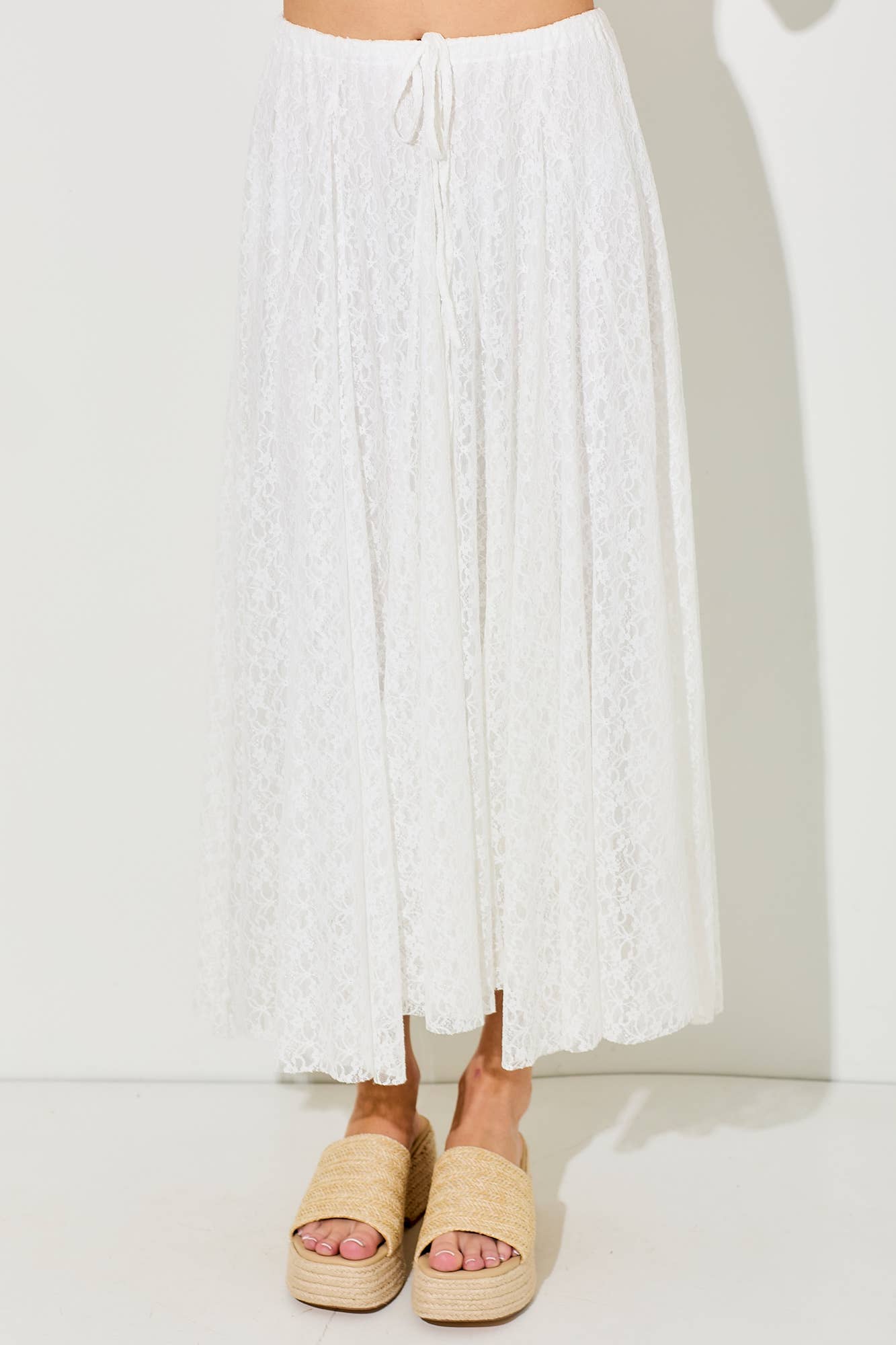LACE MAXI SKIRT : OFF WHITE / BK1330