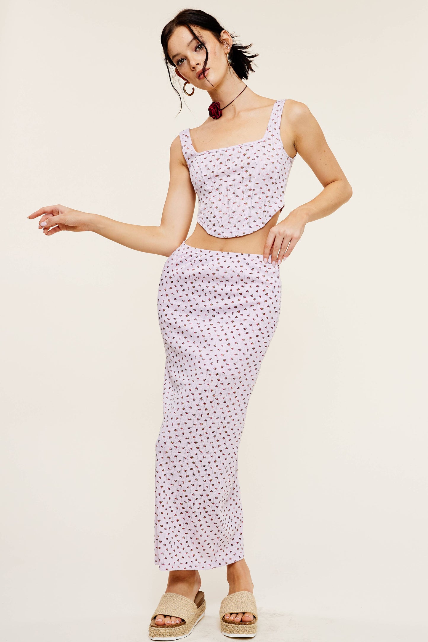 💖Only Skirt💖 MS8067 FLORAL PRINT Ivory