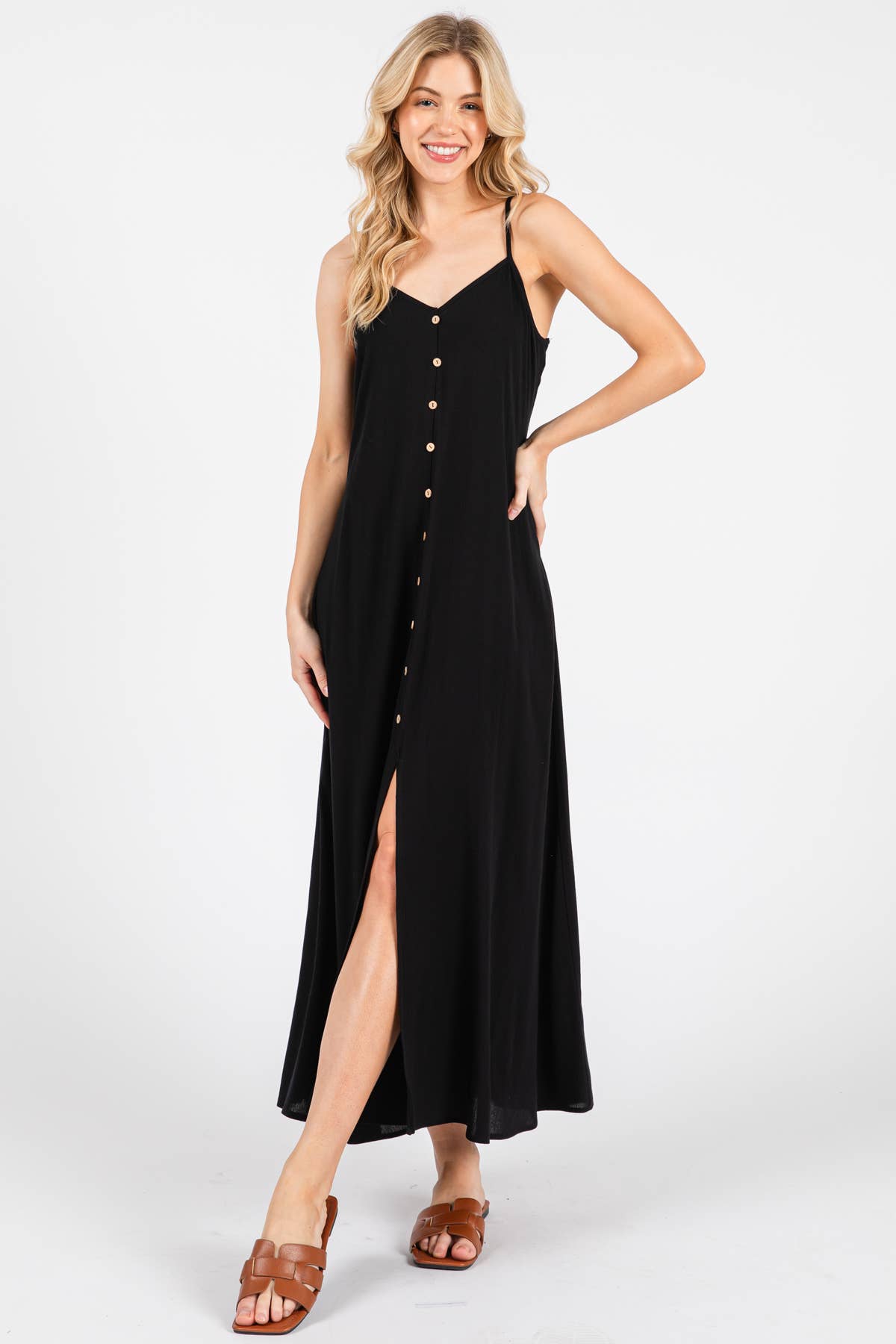 Heavy Gauze Flowy Dress - ND40209-HV: Denim Blue