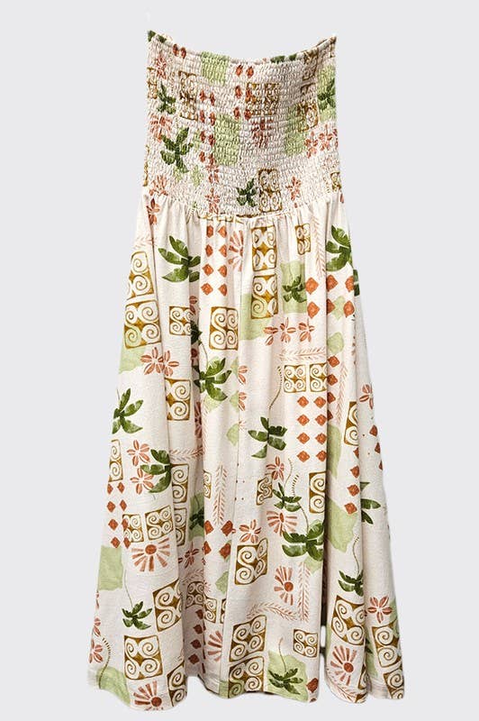 Printed Midi Tube Dress: Cream IM8543
