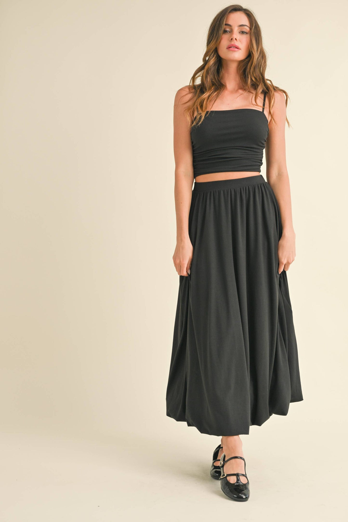 💖Only Skirt 💖ST5710 SLEEVELESS CROP TOP WITH BALLOON MAXI SKIRT