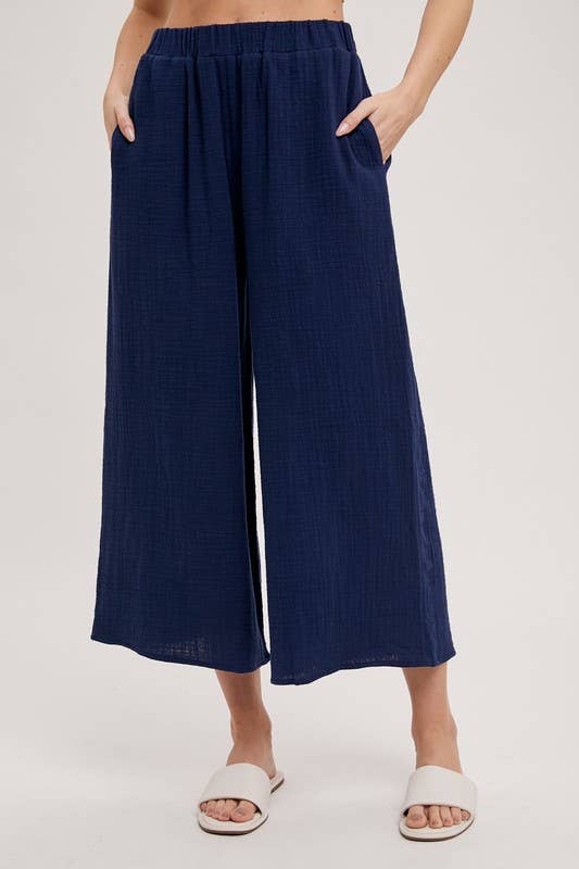 GAUZE WIDE PANTS: BLUE / FP66459
