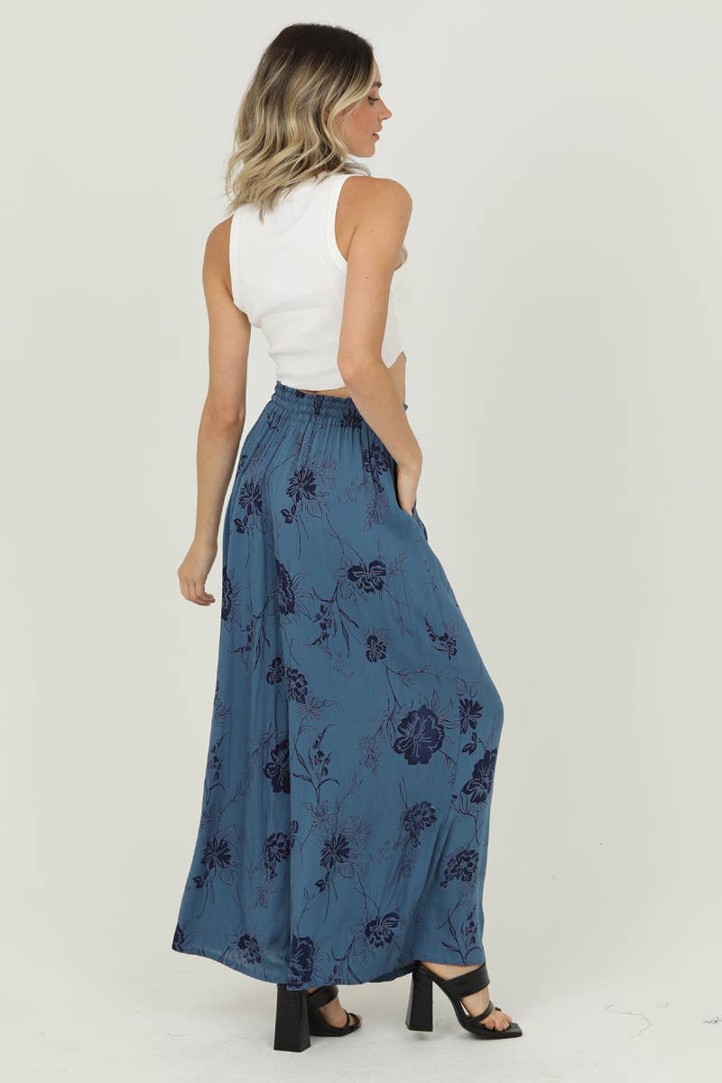 25T20-FQ70 PRINTED WIDE LEG PANTS WITH POCKETS