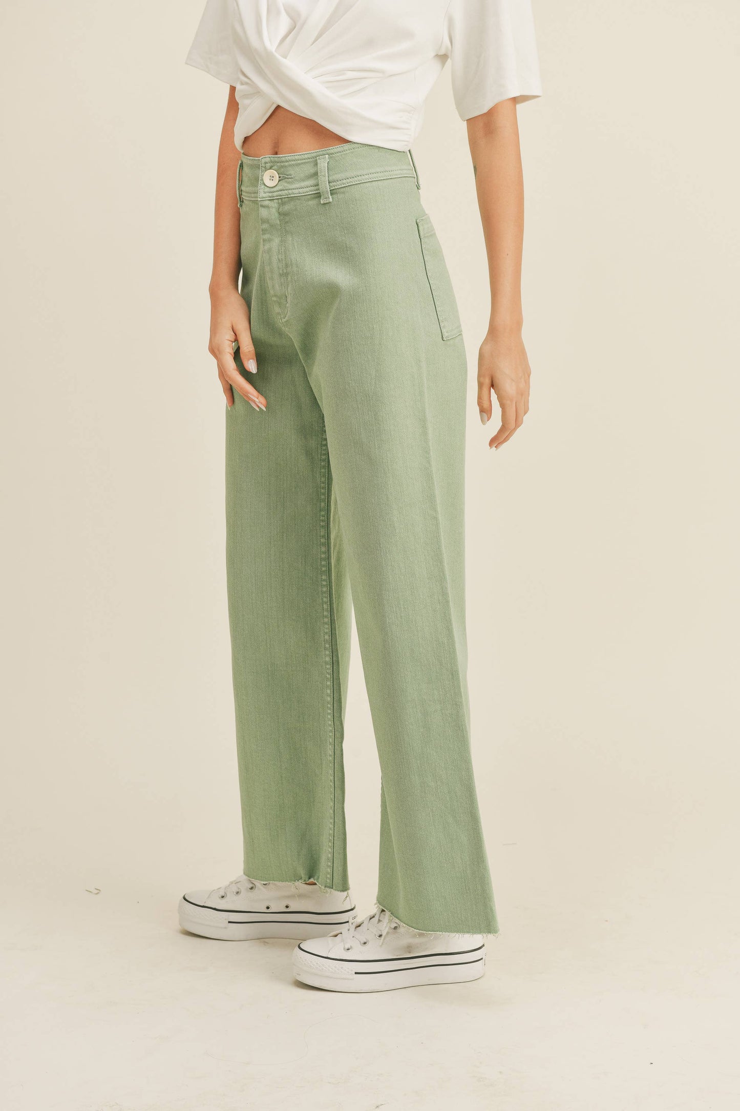 MMP623 STRAIGHT WIDE LEG DENIM PANTS: DENIM