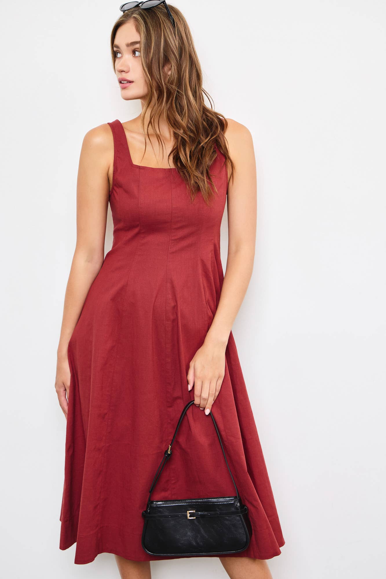 MAXI A-LINE DRESS: Black / S23952
