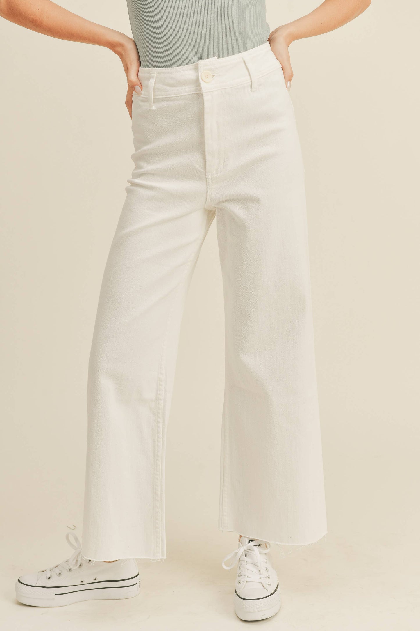 MMP623 STRAIGHT WIDE LEG DENIM PANTS: DENIM