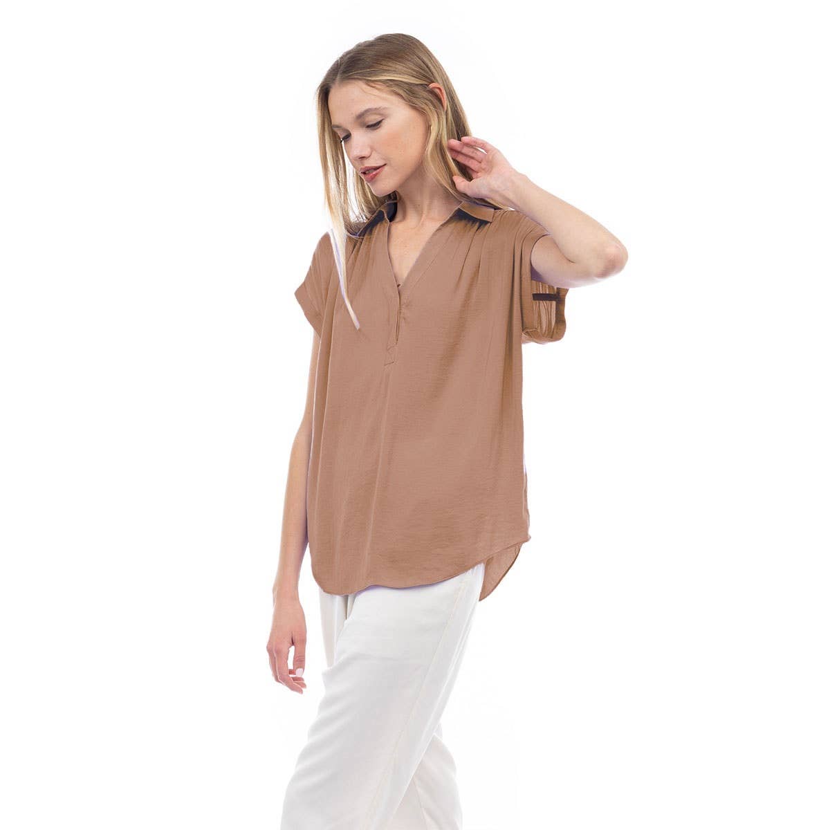 SB115233-SS-1 Blouse: Macchiato